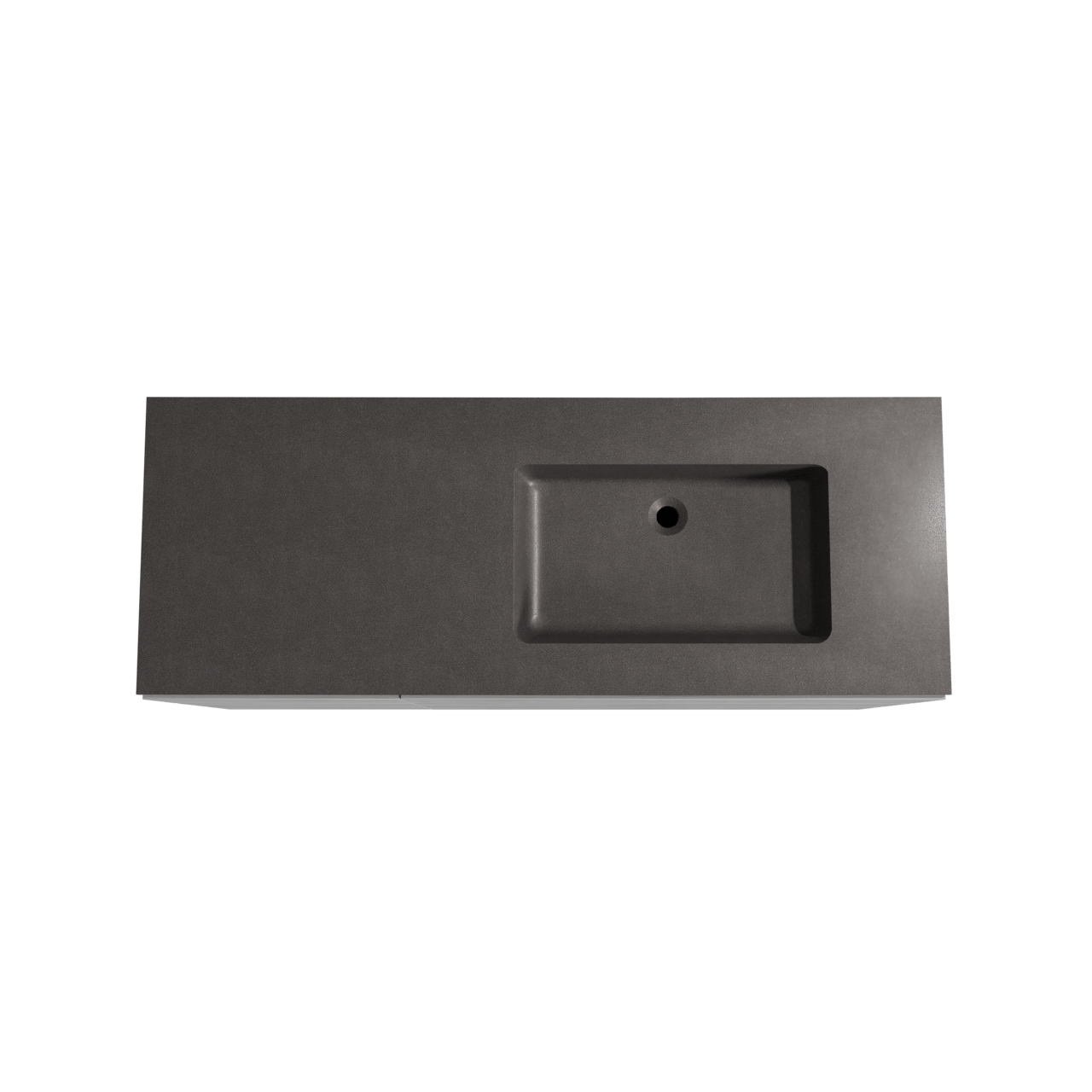 Storke Edge meuble salle de bains à poser 140 x 52 cm béton gris foncé avec Scuro plan vasque asymétrique à droite en quartz noir mat