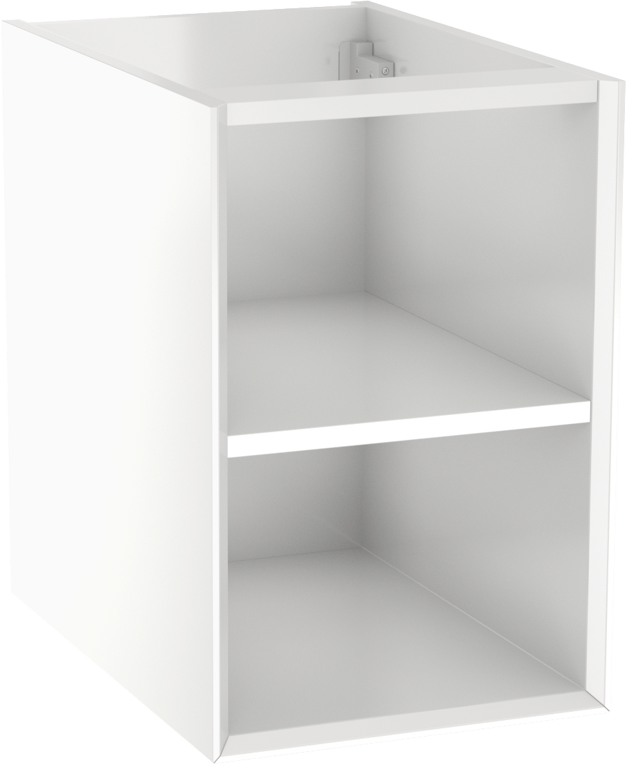 Storke Edge hängender Waschbeckenunterschrank: 35 x 52 cm, Weiß Glänzend, mit 2 offenen Nischen