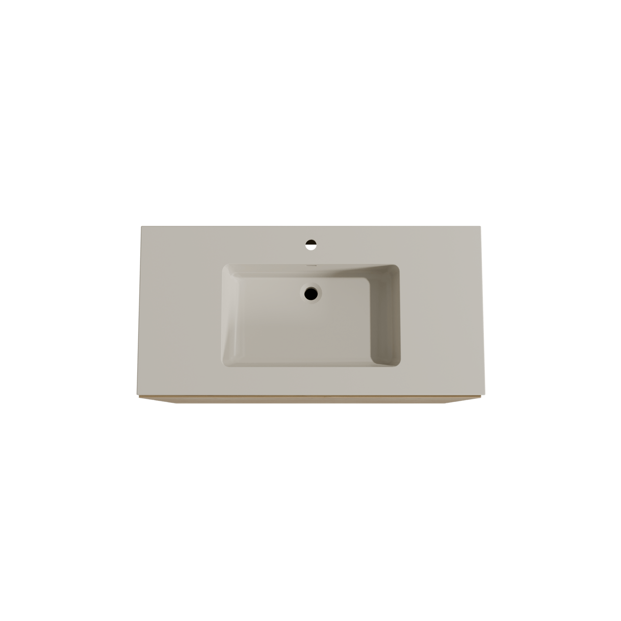 Storke Edge freistehendes Möbelstück Set: 105 x 52 cm, Rohe Eiche, mit Diva Einzelwaschtisch, Top Solid Seidengrau