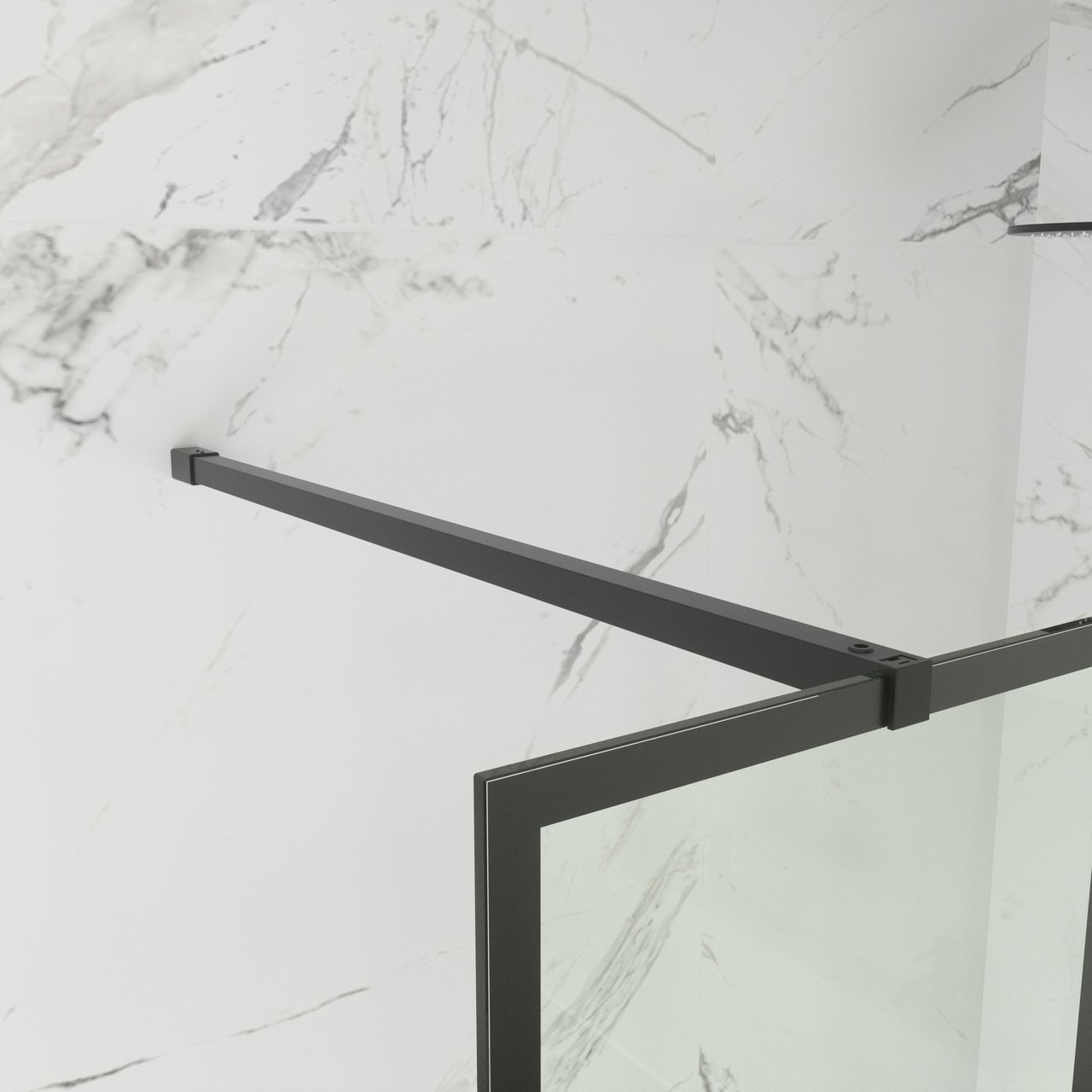 Balmani Modular douche à l'italienne 140 x 200 cm verre lined profil noir mat