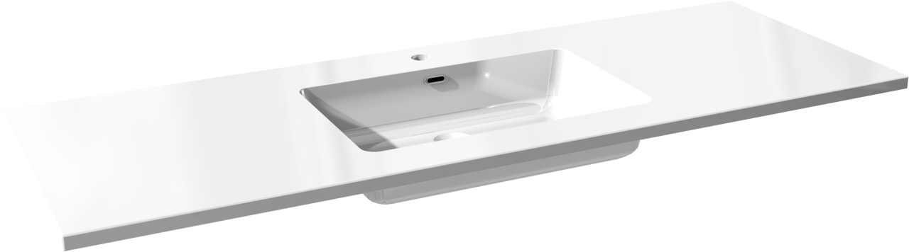 Storke Diva enkele wastafel glanzend composiet marmer 145 x 52 cm