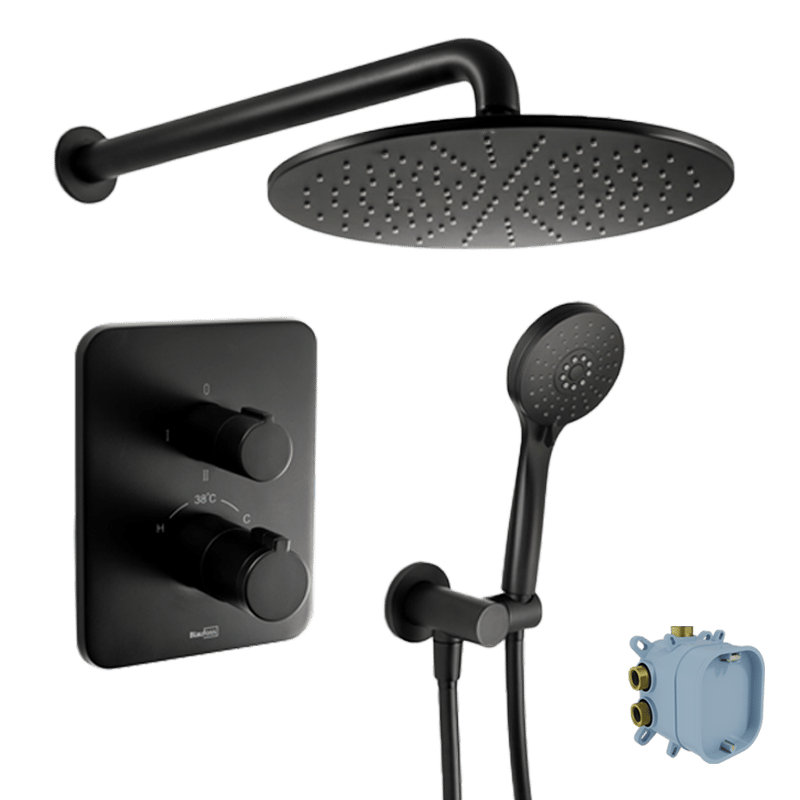 Blaufoss Smartbox Softline inbouw regendoucheset thermostatische kraan Mat Zwart