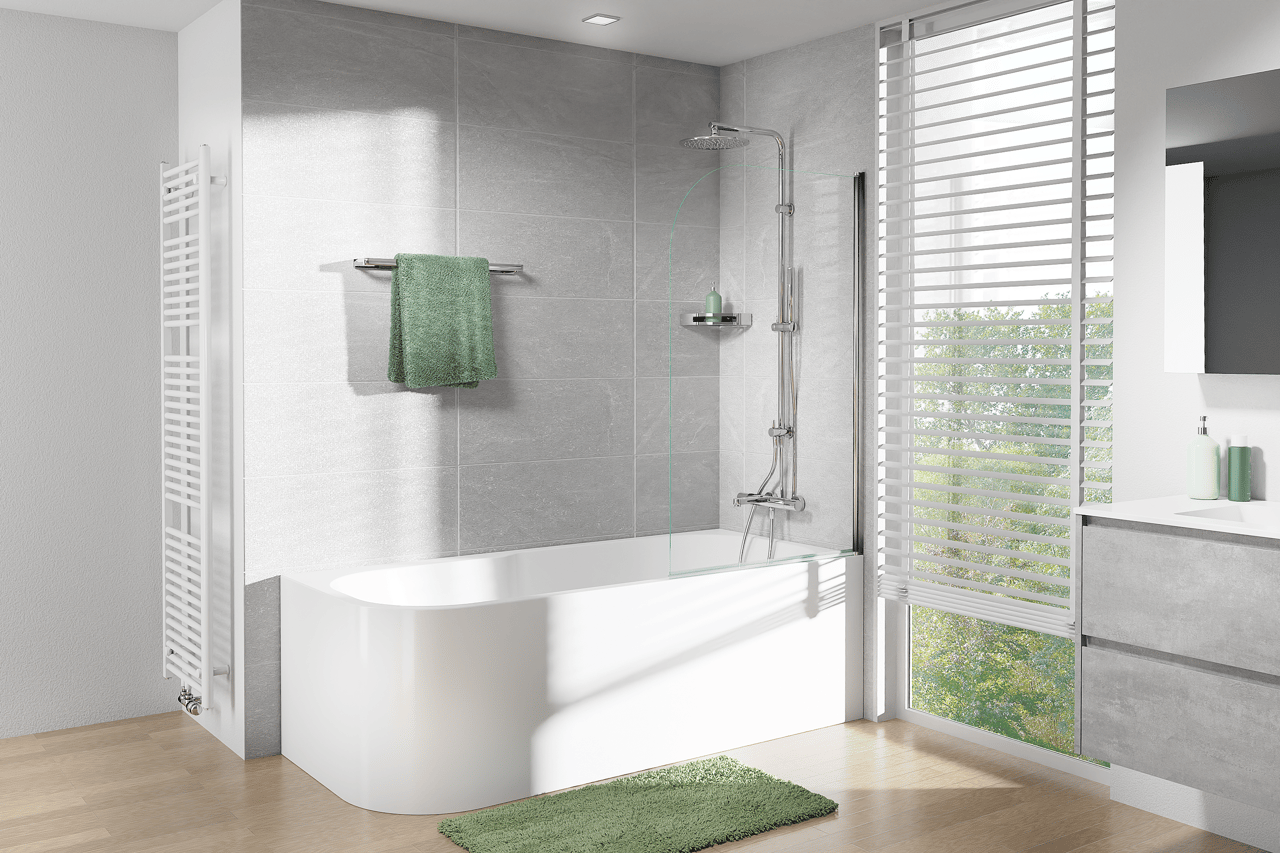 Linie Milos Badewannenaufsatz: 85 cm, Chrom Profil