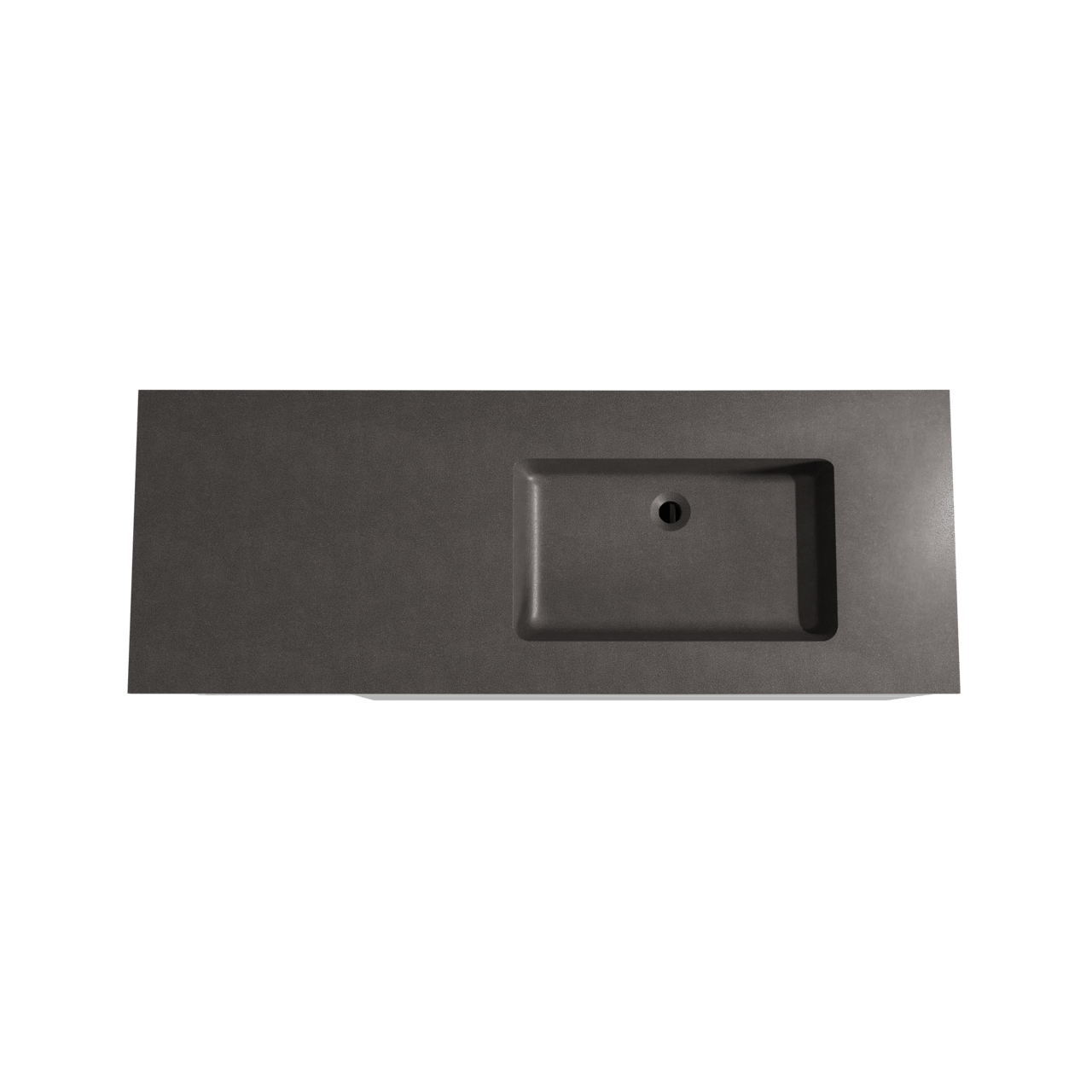 Storke Edge meuble salle de bains suspendu 140 x 52 cm blanc brillant avec Scuro plan vasque asymétrique à droite en quartz noir mat