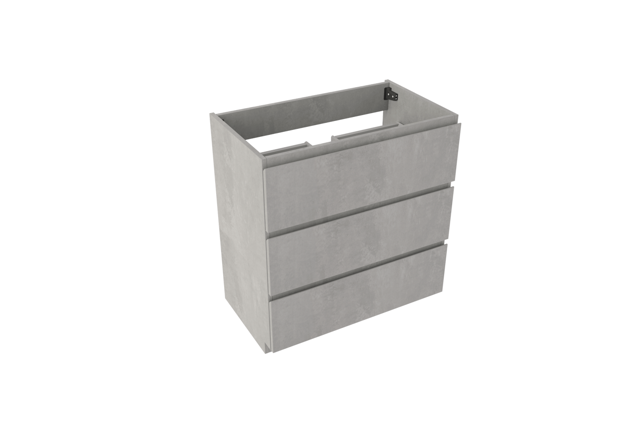 Storke Delta meuble sous-lavabo a poser 80 x 48 cm béton gris foncé 3 tiroirs