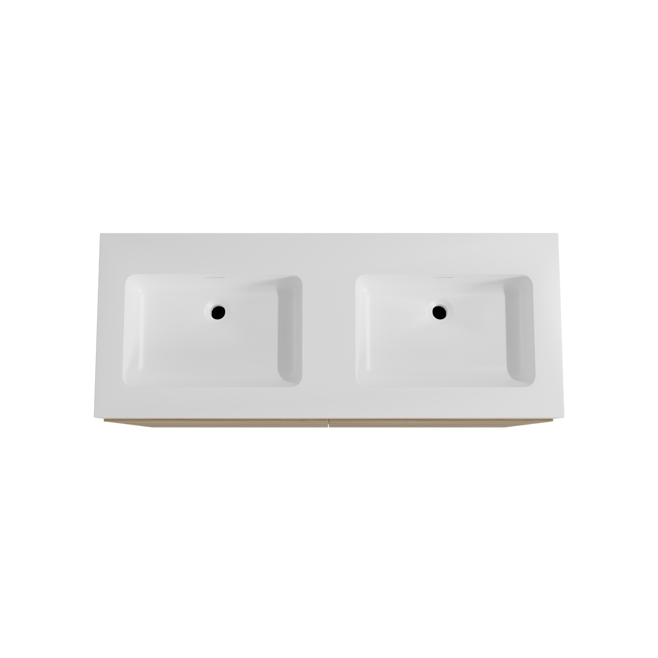 Storke Edge staand badmeubel 130 x 52 cm ruw eiken met Mata High dubbele wastafel in solid surface mat wit