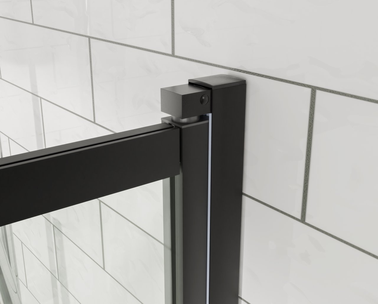 Luca Varess Vetras erweiterbare Badewannenaufsatz 100 cm, Klarglas, Schwarzes Profil