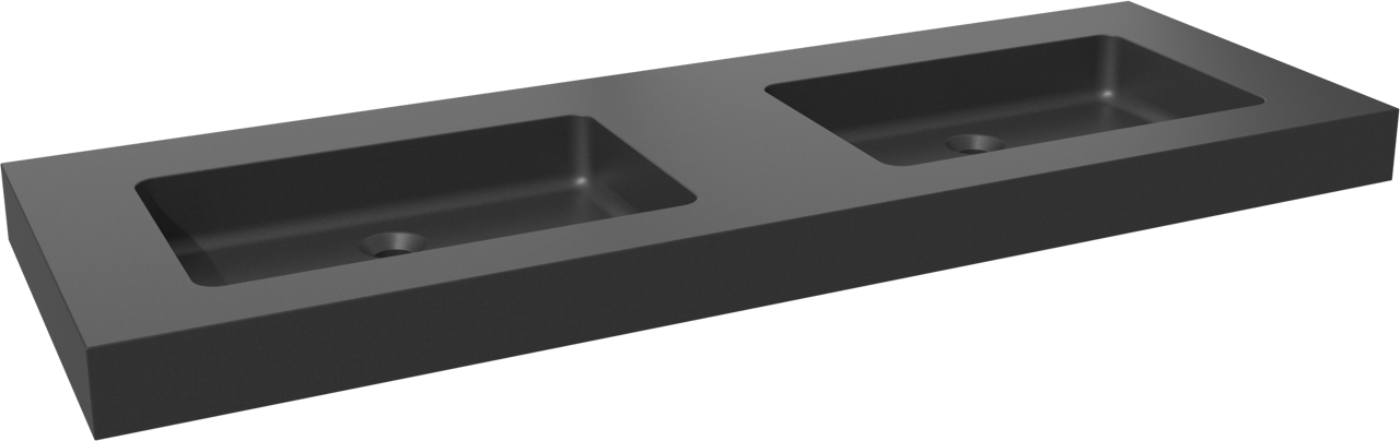 Storke Scuro High Doppelwaschtisch, Quarz matt, 150 x 52 cm