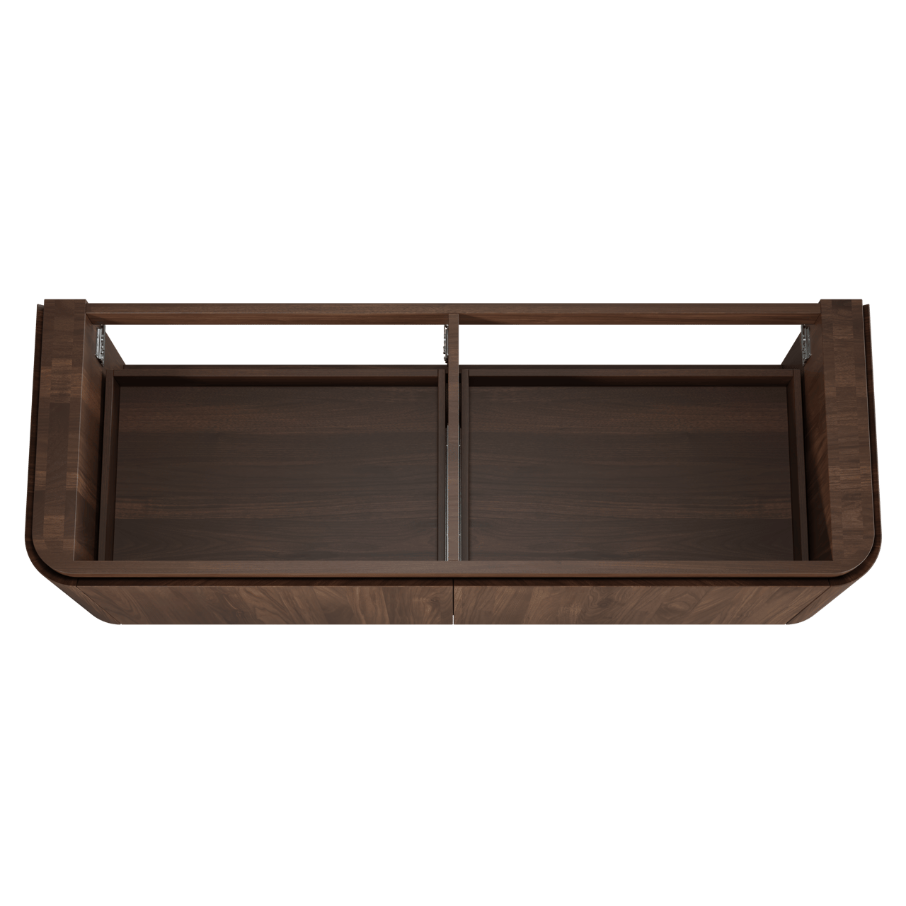 Balmani Moon hängender Waschbeckenunterschrank: 160 x 55 cm, Amerikanischer Nussbaum, 4 Schubladen