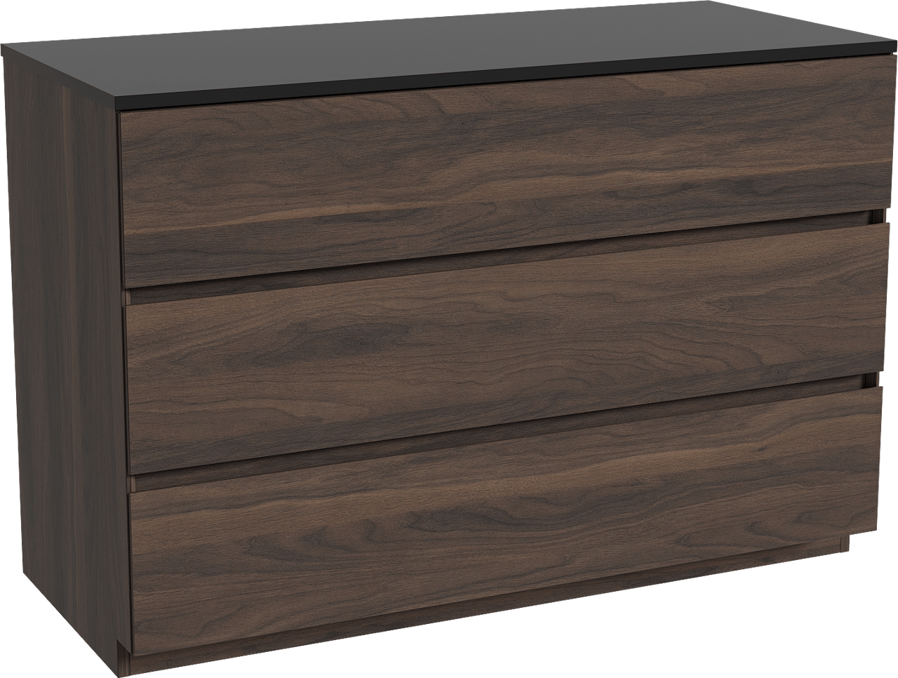 Storke Edge freistehendes Möbelstück Set: 120 x 52 cm, Nussbaum, mit Panton Einzel- oder Doppel Waschtischplatte, Pulverbeschichtetes MDF Schwarz matt