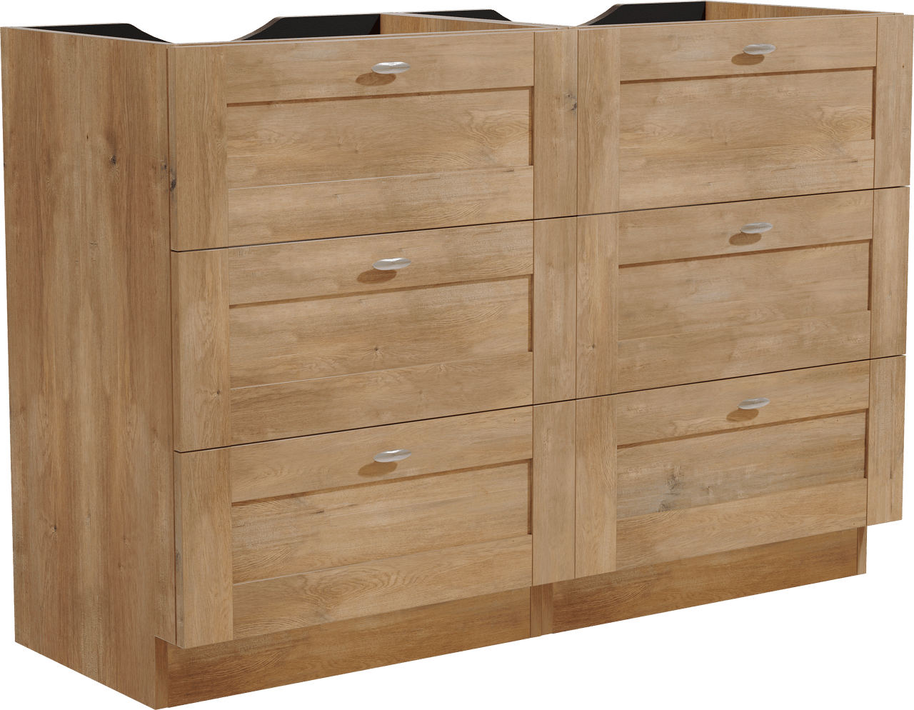 Linie Classo staande wastafelonderkast 120 x 46 cm natuur eik 6 lades 2 sifonuitsparingen