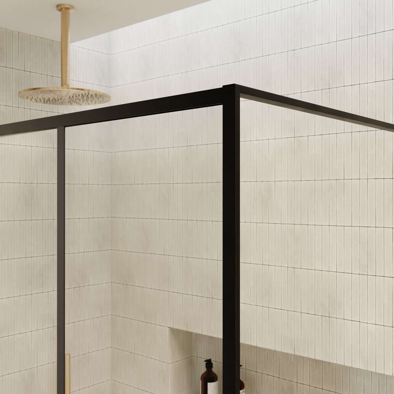 Balmani Framed Plus inloopdouche 120 x 210 cm crossed glas zwart profiel