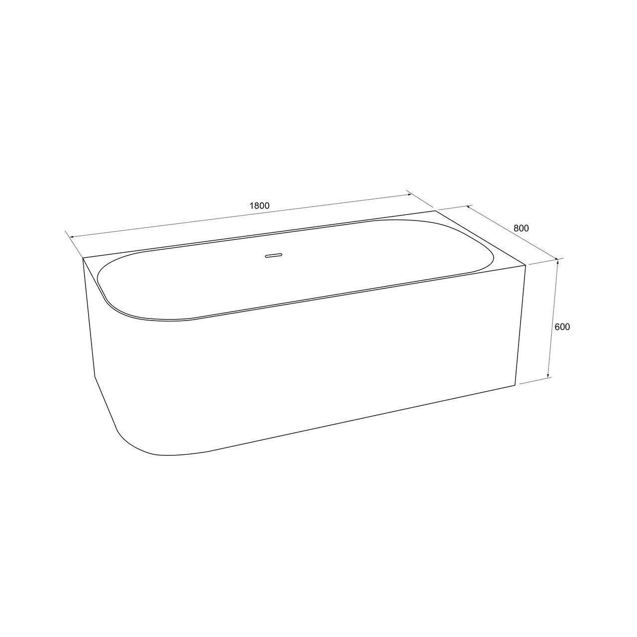 Balmani Finla tweepersoons hoekbad rechts 180 x 80 cm Solid Surface mat wit