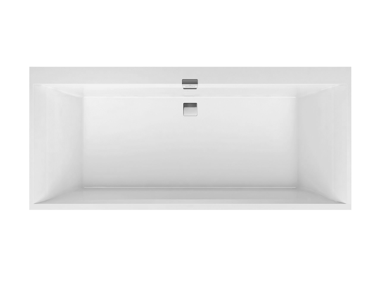 Villeroy & Boch Squaro Edge 12 2-Personen-Einbaubadewanne: 180 x 80 cm, Quaryl, Weiß Glänzend