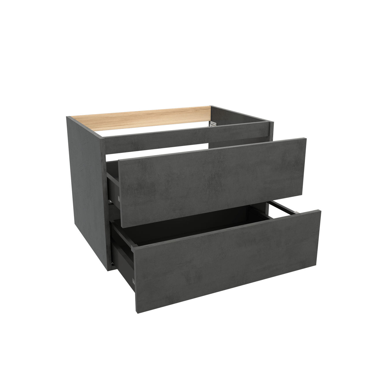 Balmani Lucida hängender Waschbeckenunterschrank: 75 x 55 cm, Beton dunkelgrau, 2 Schubladen