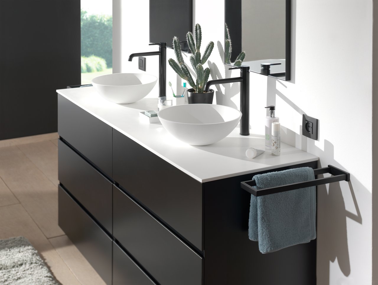 Storke Tavola Einzel- oder Doppelwaschtischplatte, Solid Surface matt, 170 x 52 cm
