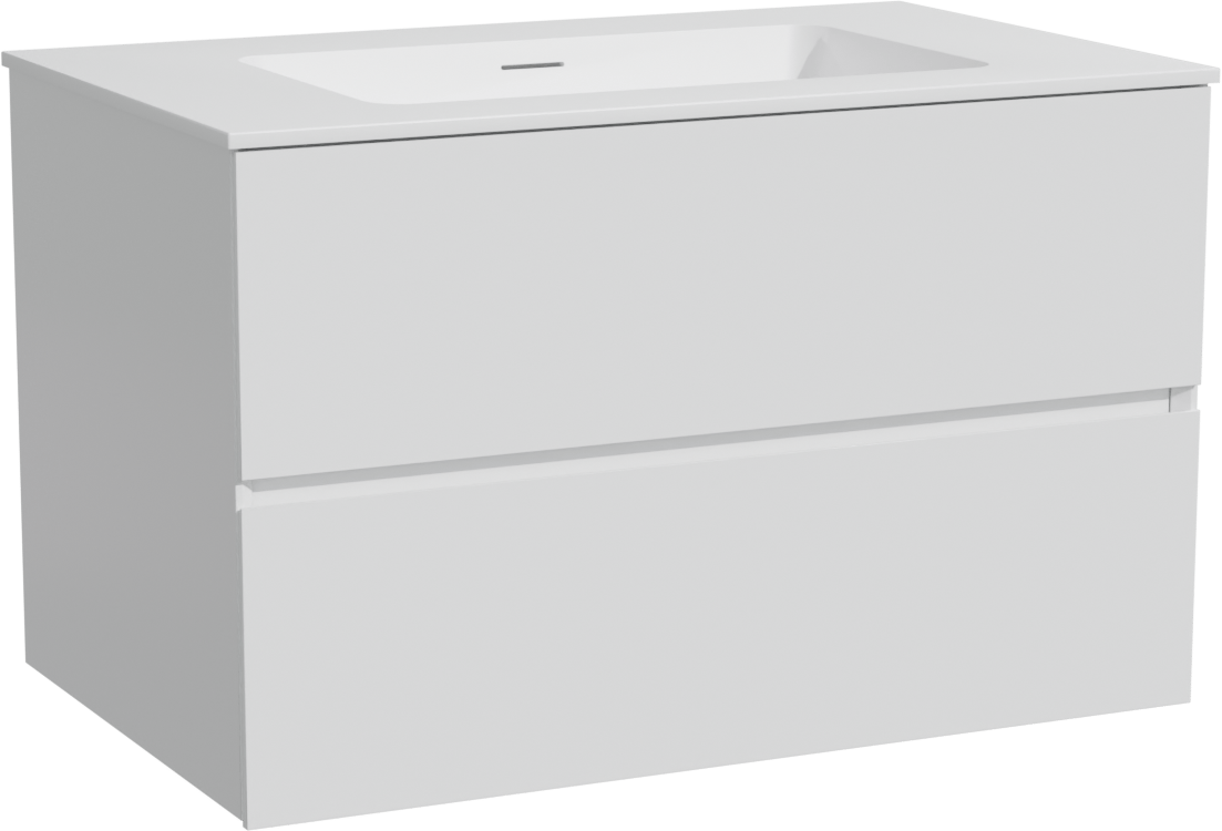 Storke Edge zwevend badkamermeubel 85 x 52 cm mat wit met Mata enkele wastafel in solid surface mat wit