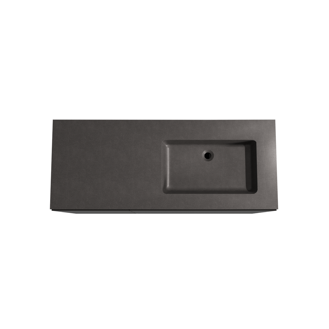 Storke Edge meuble salle de bains à poser 130 x 52 cm noir mat avec Scuro plan vasque asymétrique à droite en quartz noir mat