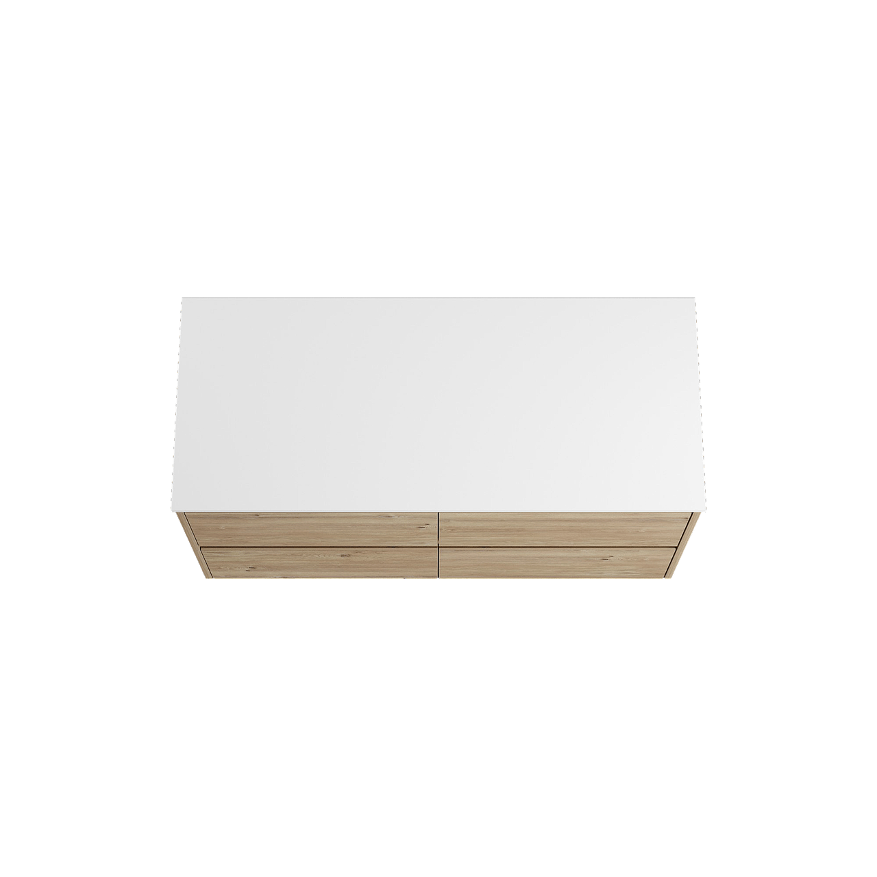 Storke Seda zwevend badkamermeubel 120 x 52 cm ruwe eik met Tavola enkel of dubbel tablet in solid surface mat wit