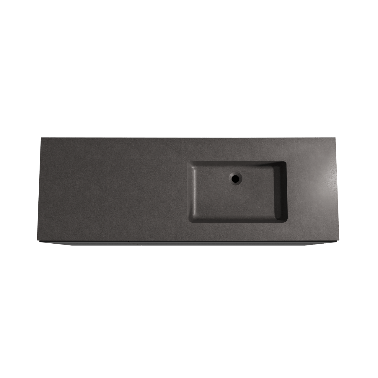 Storke Edge meuble salle de bains à poser 150 x 52 cm noir mat avec Scuro plan vasque asymétrique à droite en quartz noir mat