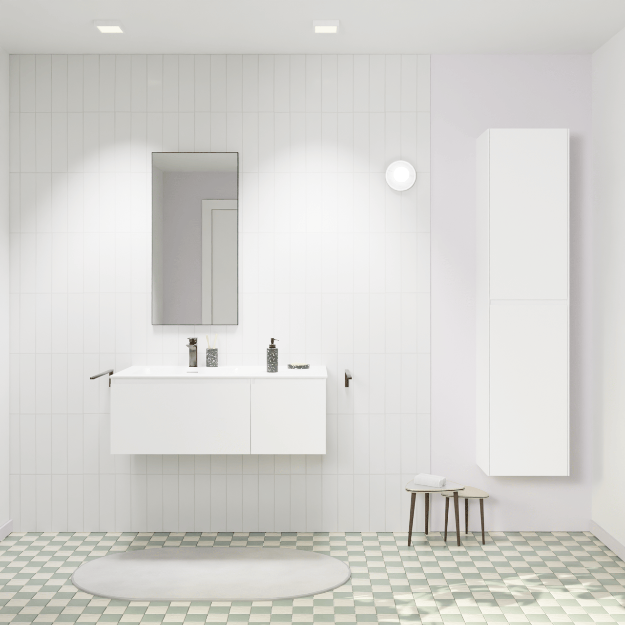Storke Edge zwevend badmeubel 100 x 52 cm mat wit met Mata asymmetrisch linkse wastafel in solid surface mat wit