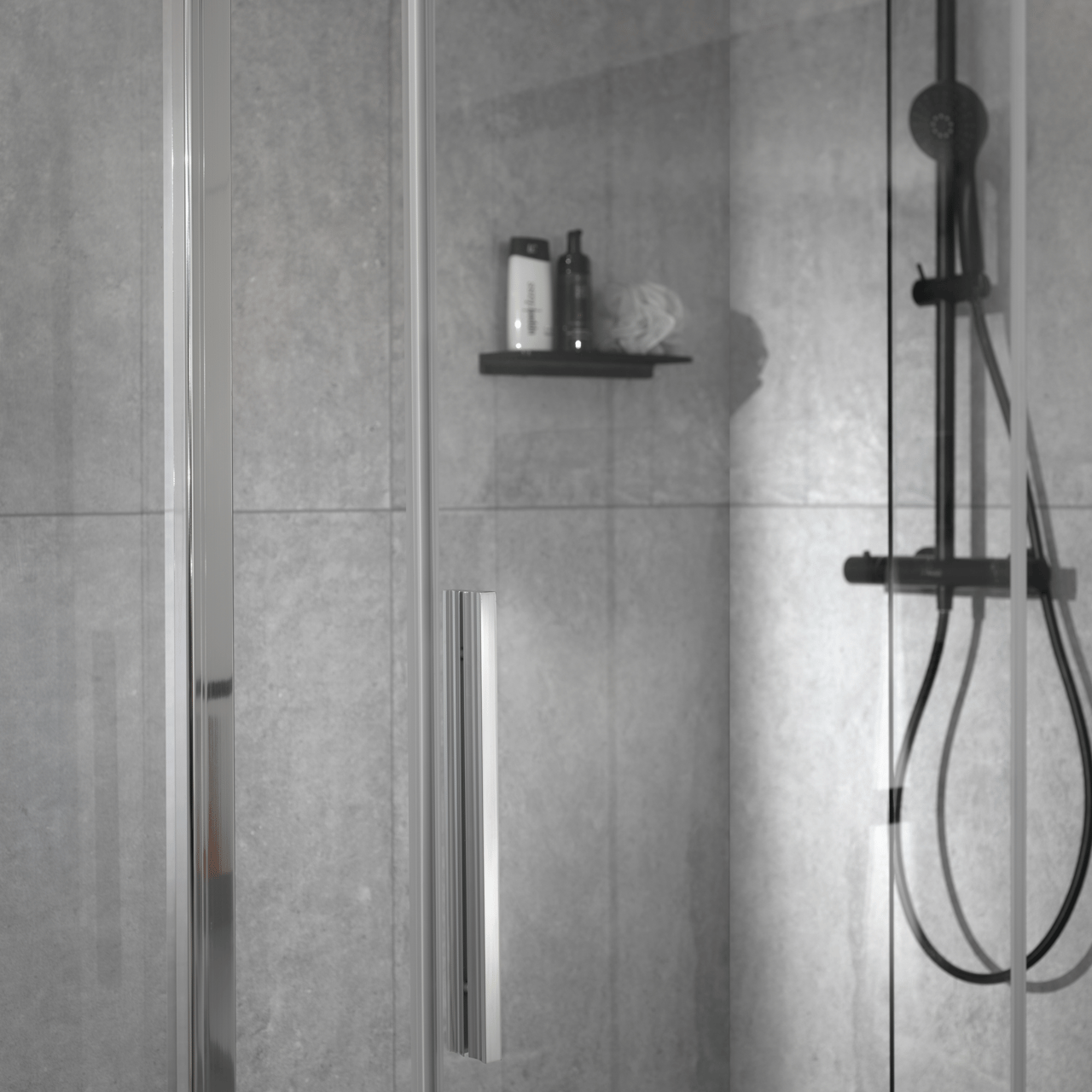 Luca Varess Morano douchehoek met draaideur en 2 vaste zijwanden 100 x 80 cm helder glas glanzend chroom profiel
