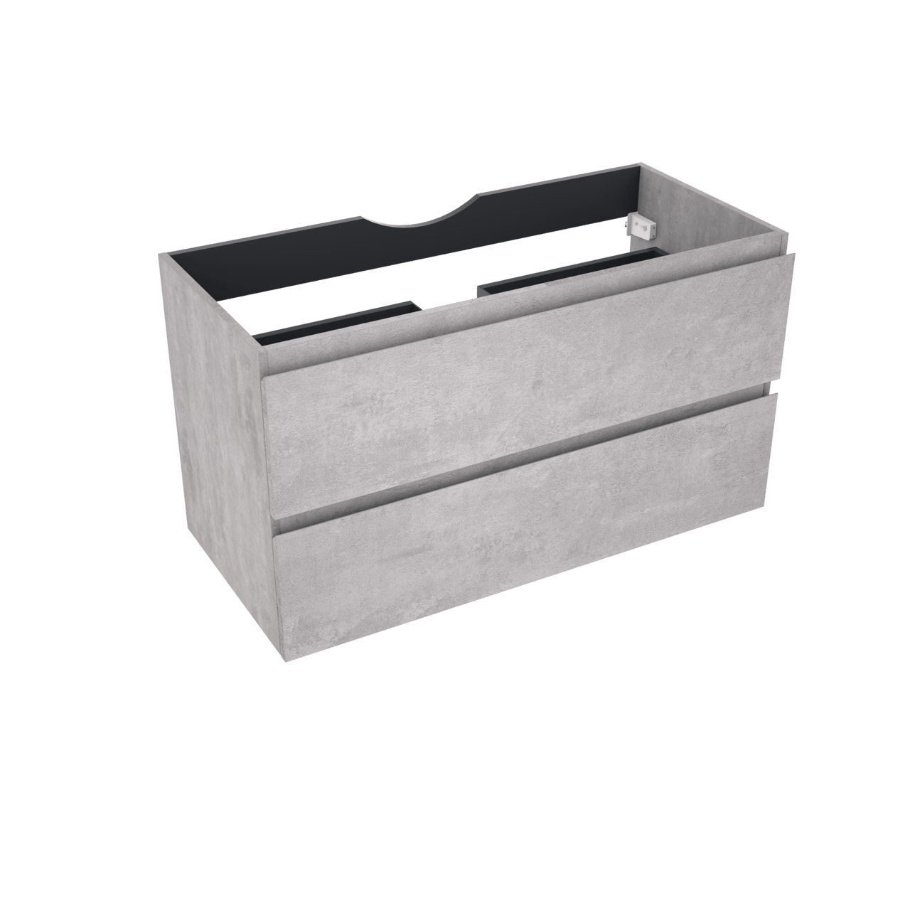 Linie Lado hängender Waschbeckenunterschrank: 100 x 46 cm, Beton dunkelgrau, 2 Schubladen