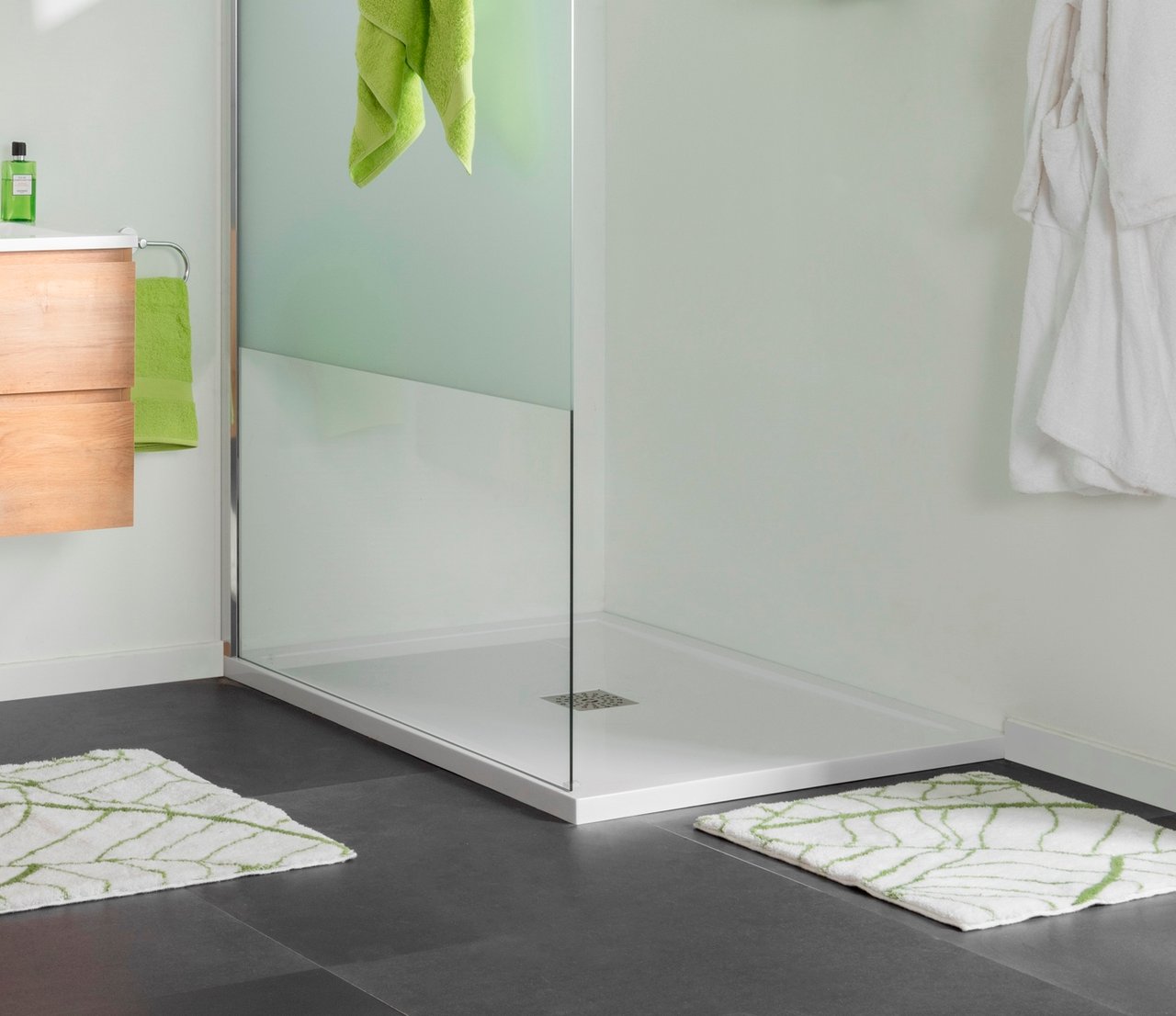 Linie Playa receveur de douche 120 x 90 cm marbre composite Blanc Brillant