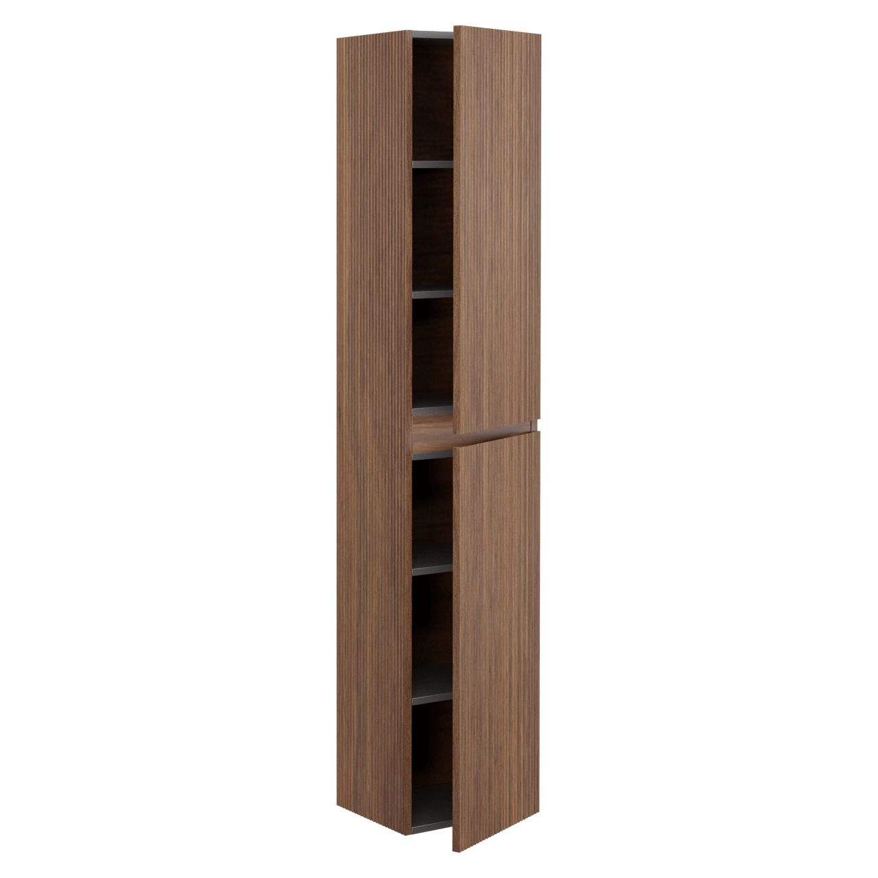 Linie Lado Ribs hängender Säulenschrank Nussbaum 35 x 30 x 170 cm Vert. Sym. Rippe