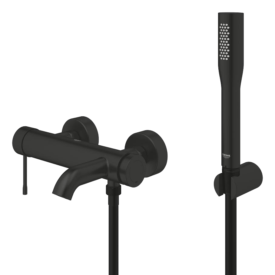 Grohe Essence Wandmontage-Badewannenarmatur: Schwarz matt