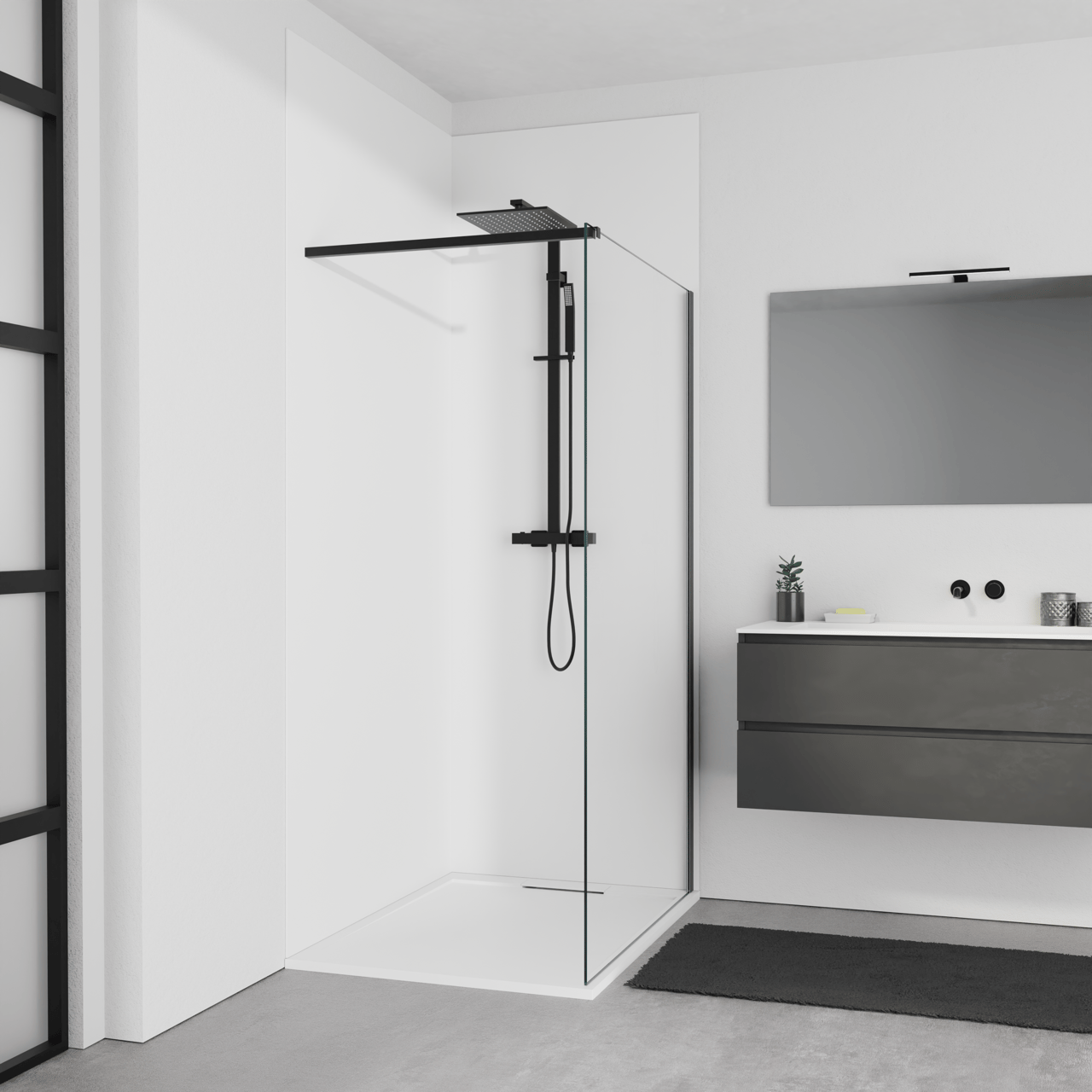 Balmani Piatto panneaux muraux de douche 120 x 90 x 260 cm Solid Surface blanc mat