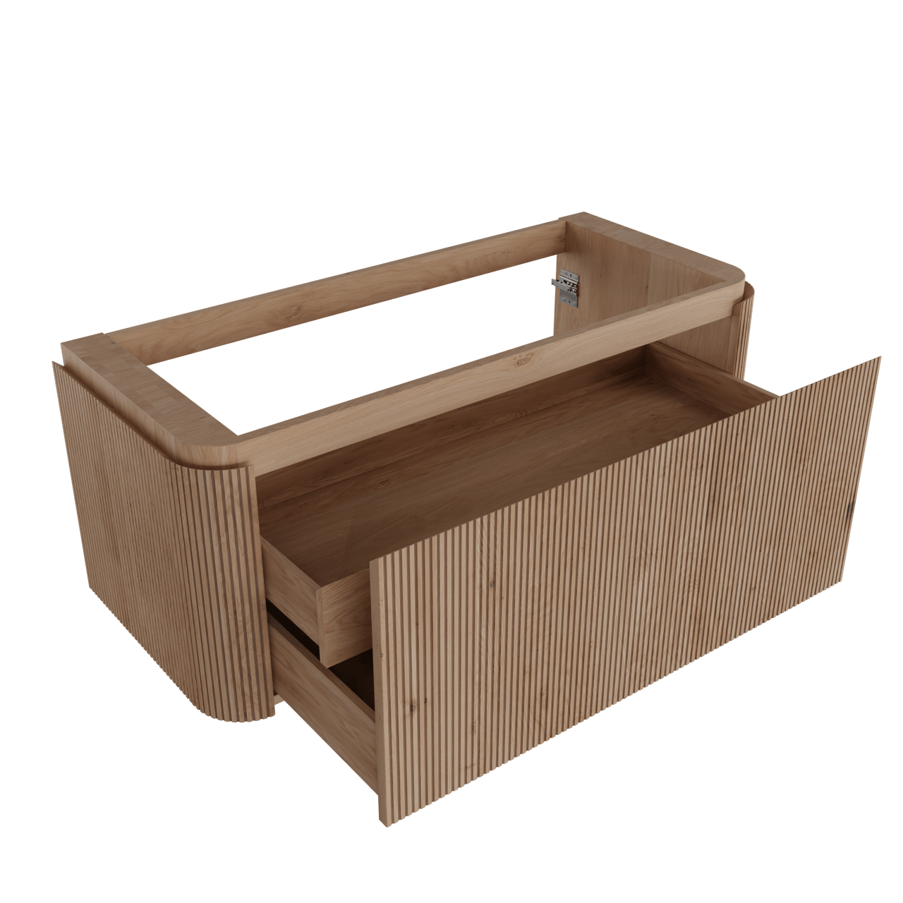 Balmani Moon meuble sous-lavabo suspendu 130 x 55 cm Chêne naturelle 2 tiroirs Nervure sym. vert.