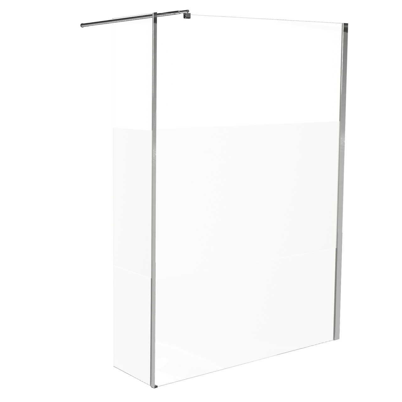 Linie Walk-In Dusche: Feste Seitenwand, , 116 x 200 cm, Klarglas mit satiniertem Streifen, Chrom Profil, glänzend