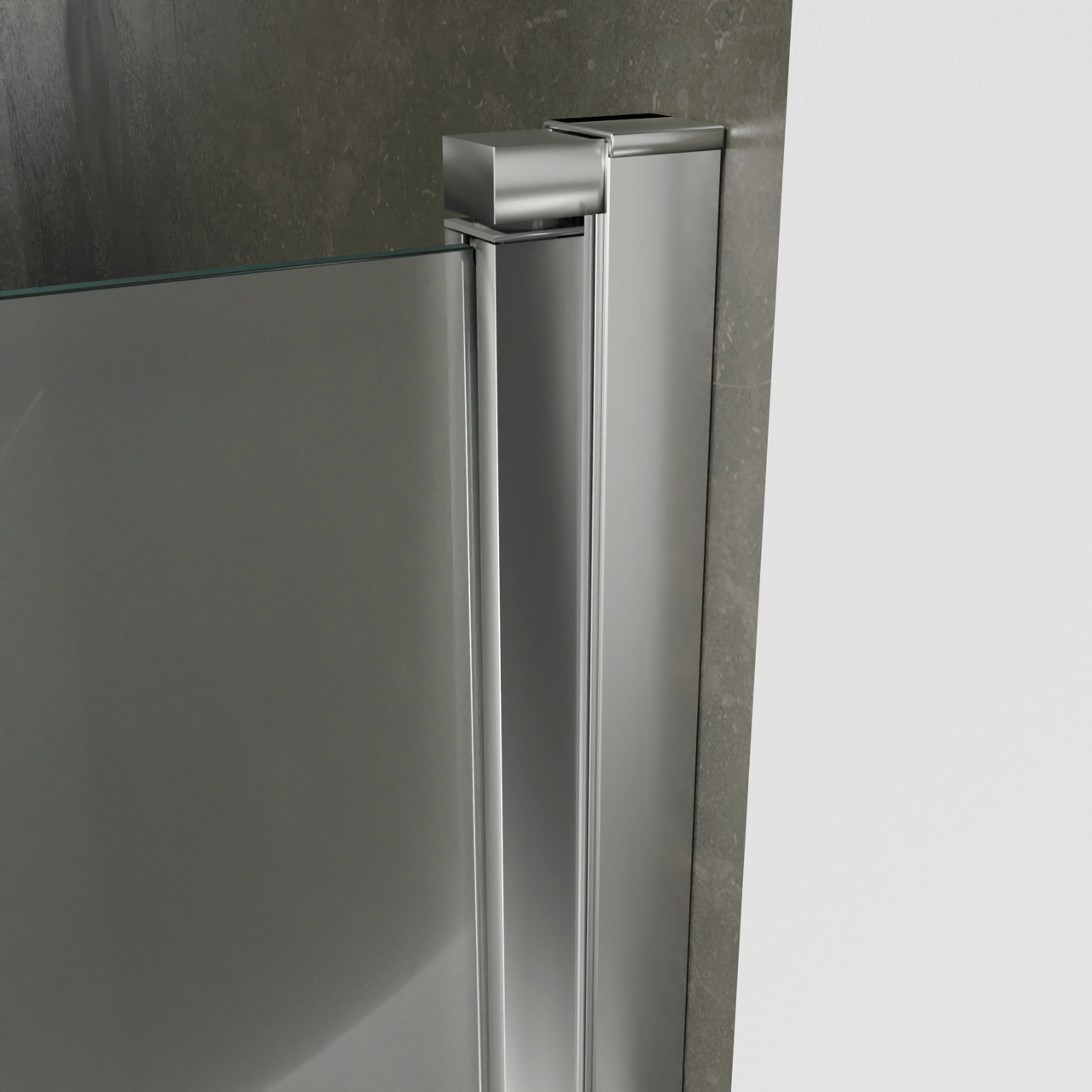 Luca Varess Kuresa porte battante 80 x 200 cm verre transparent profil chrome brillant