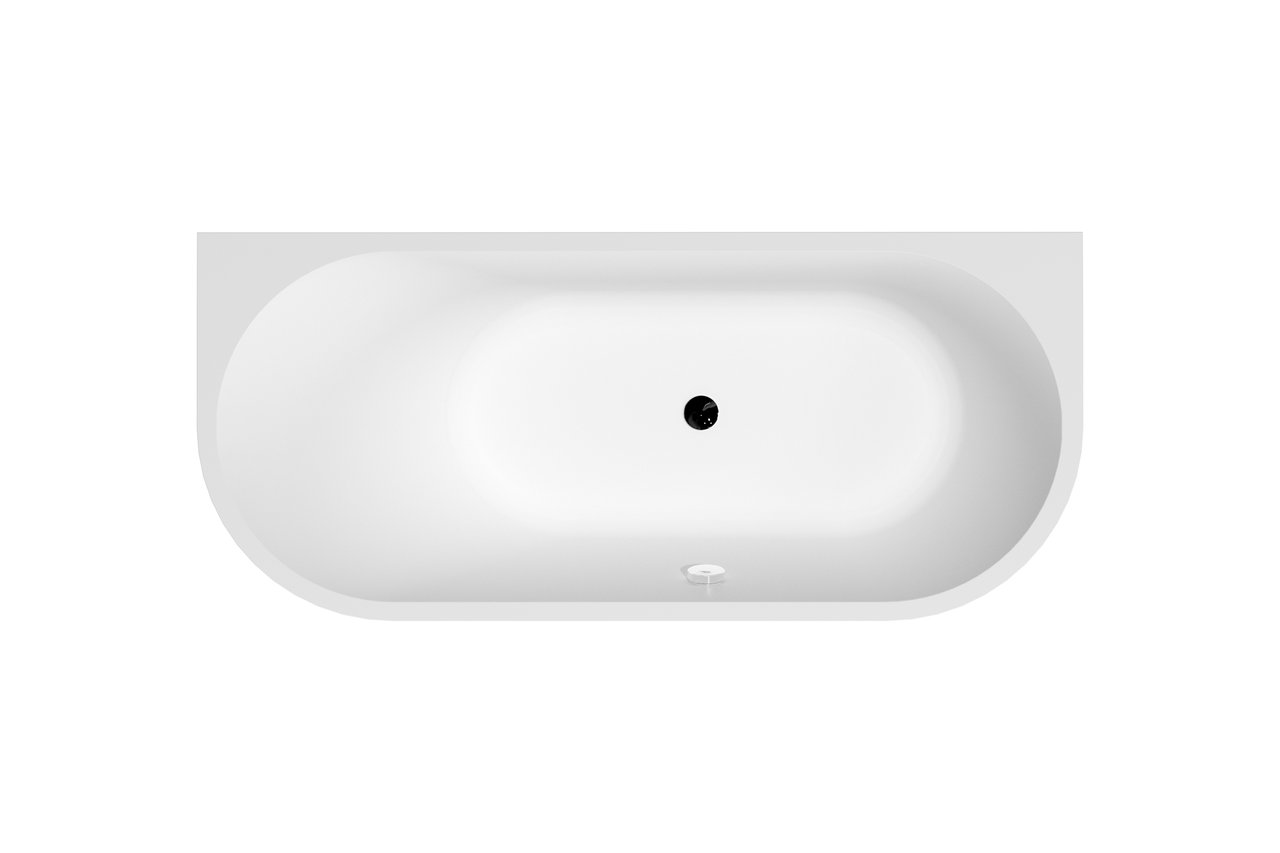 Linie Paulo halb freistehende Badewanne: 170 x 75 cm, Acryl, Weiß matt