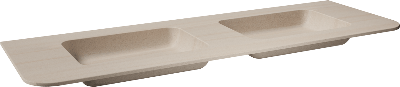 Balmani Moon double vasque Travertin Beige Terrazzo 160 x 55 cm