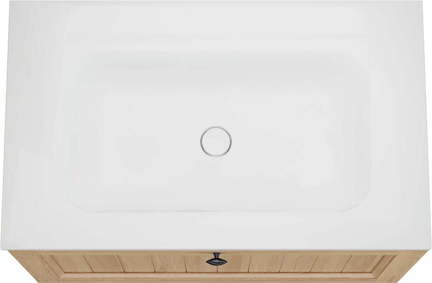 Balmani Lemon meuble salle de bains suspendu 90 x 55 cm, plaqué chêne naturel avec Tablo Strada plan simple en blanc brillant