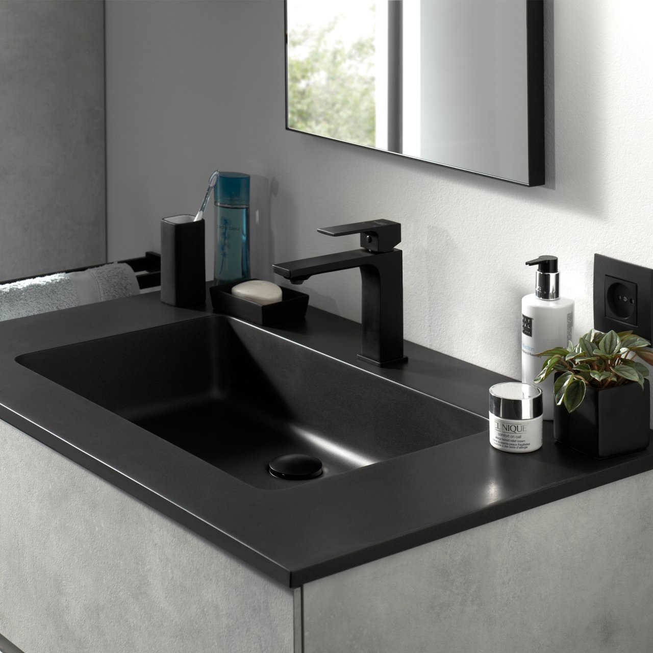 Blaufoss Cape Waschbecken Armatur: Schwarz matt