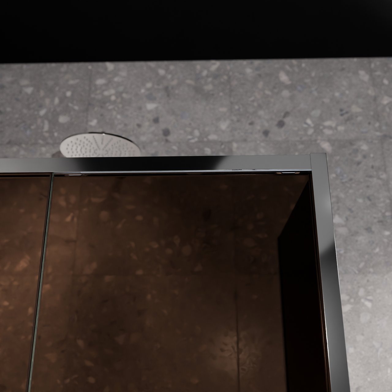 Balmani Senses Design douchehoek met linkse schuifdeur en vaste zijwand, 120 x 90 cm, Brons, Glanzend chroom profielen