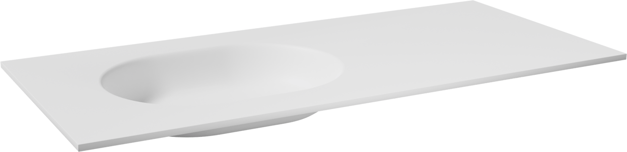 Balmani Tablo Oval Waschtisch Links Matt Weiße Solid Surface 120 x 55 cm