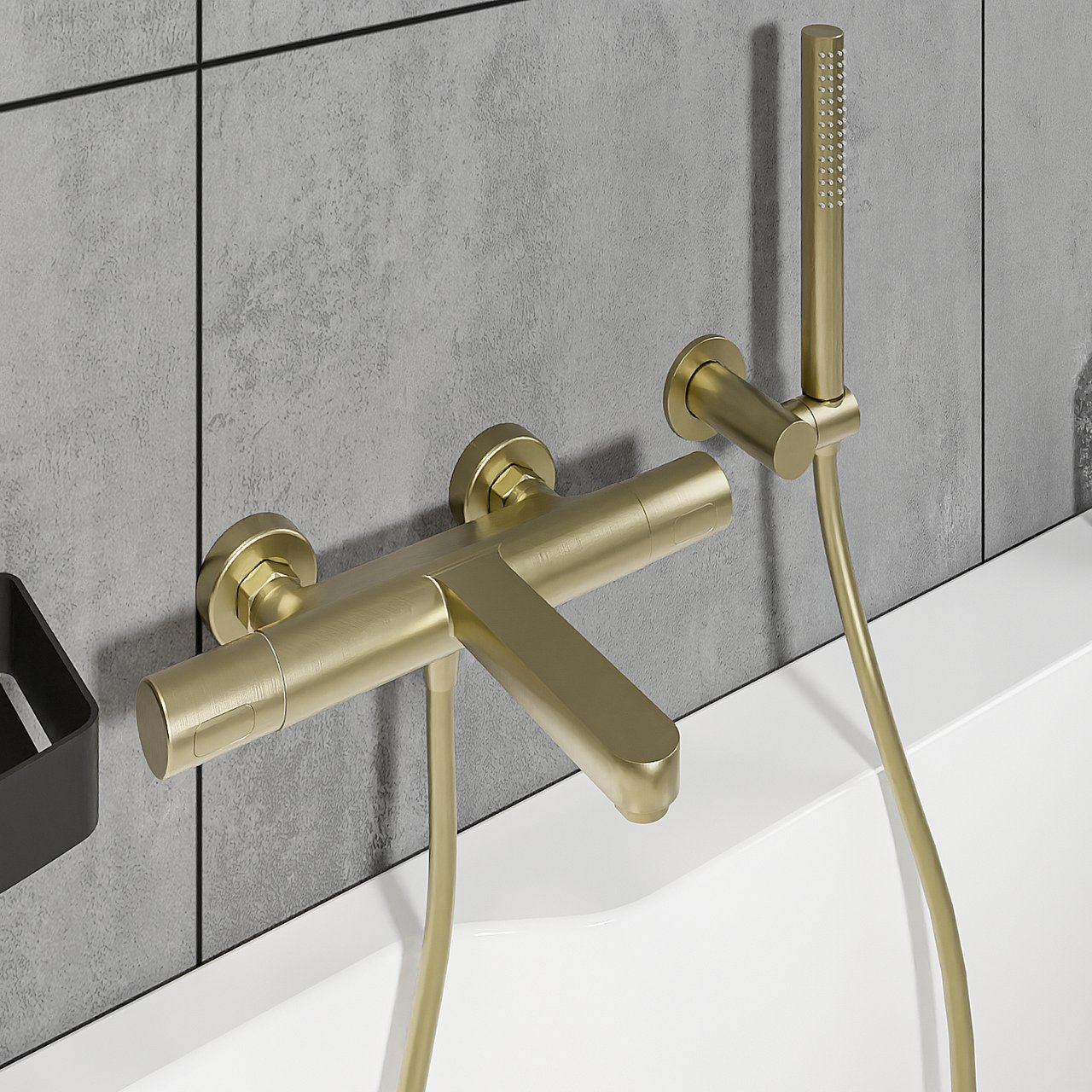 Blaufoss Apollo robinet baignoire robinet thermostatique montage mural extérieur Brushed Champagne Gold