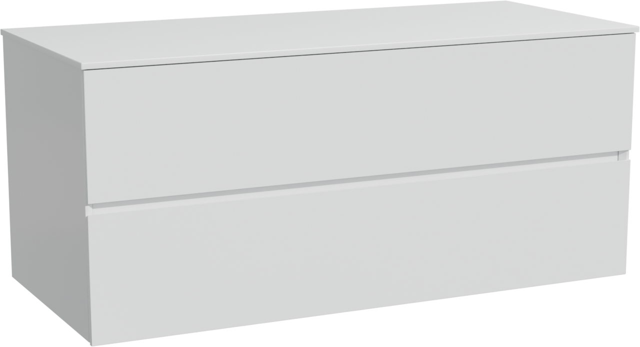 Storke Edge zwevend badkamermeubel 120 x 52 cm mat wit met Tavola enkel of dubbel tablet in solid surface mat wit