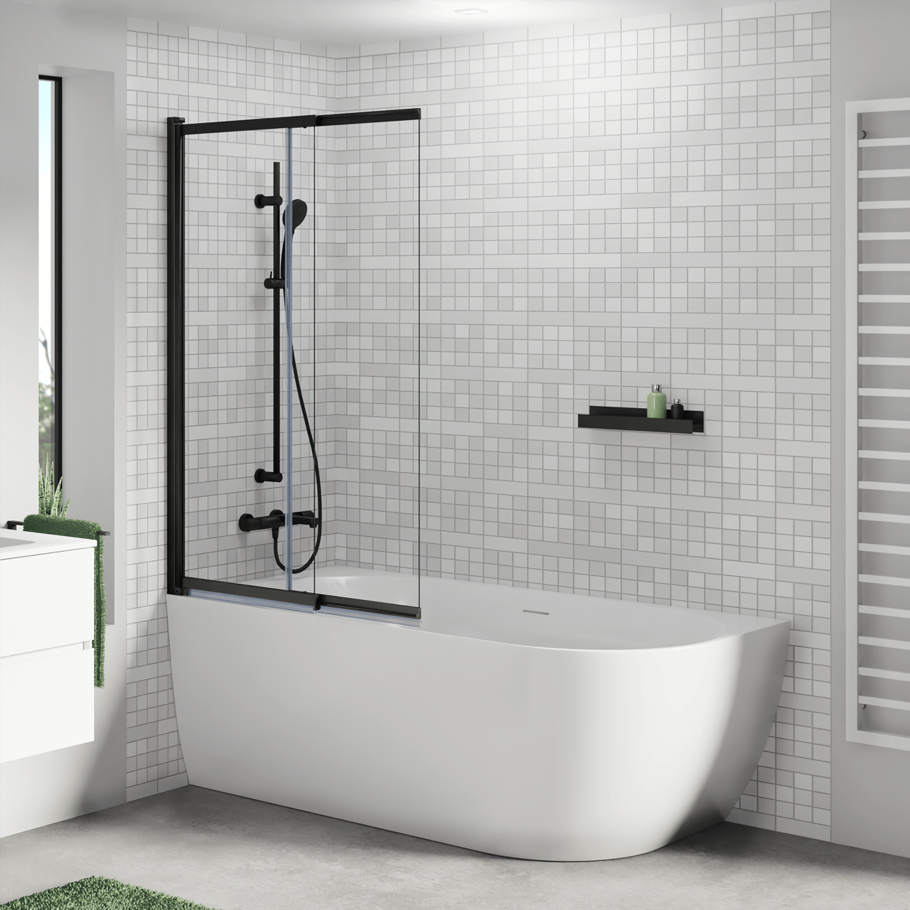 Luca Varess Otello baignoire d'angle gauche duo 170 x 80 cm acrylique blanc mat, bonde incluse