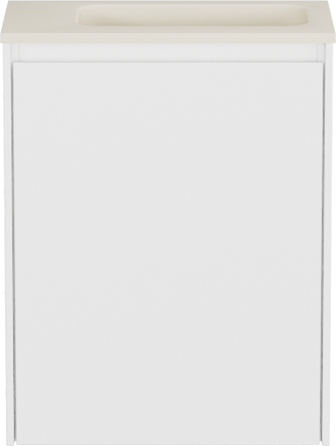 Storke Edge zwevend toiletmeubel 40 x 22 cm mat wit met Fina wastafel in Sand mat Top Solid