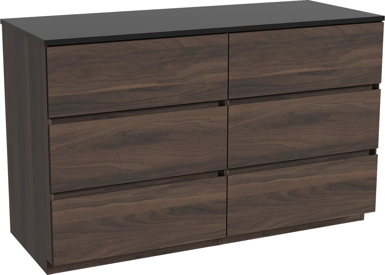 Storke Edge freistehendes Möbelstück Set: 130 x 52 cm, Nussbaum, mit Panton Einzel- oder Doppel Waschtischplatte, Pulverbeschichtetes MDF Schwarz matt