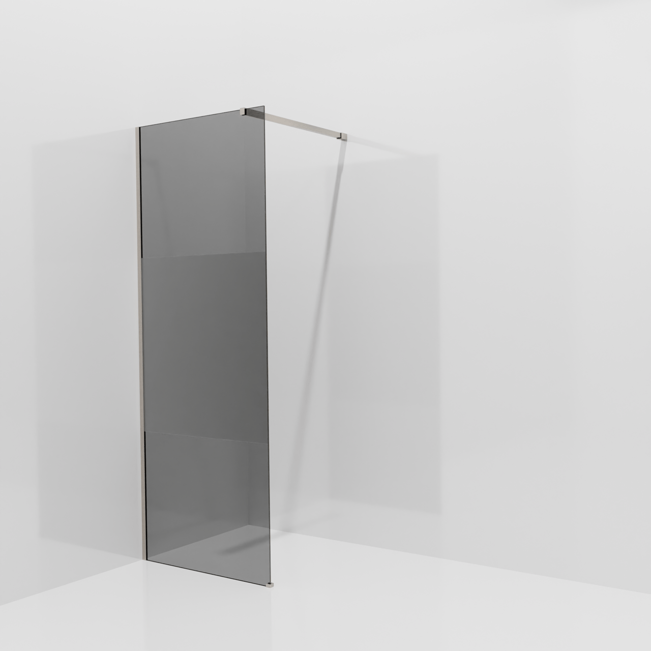Balmani Modular douche à l'italienne: 80 x 200 cm, Verre fumé avec bande mate, avec coating, Profil Brushed CoolMetal