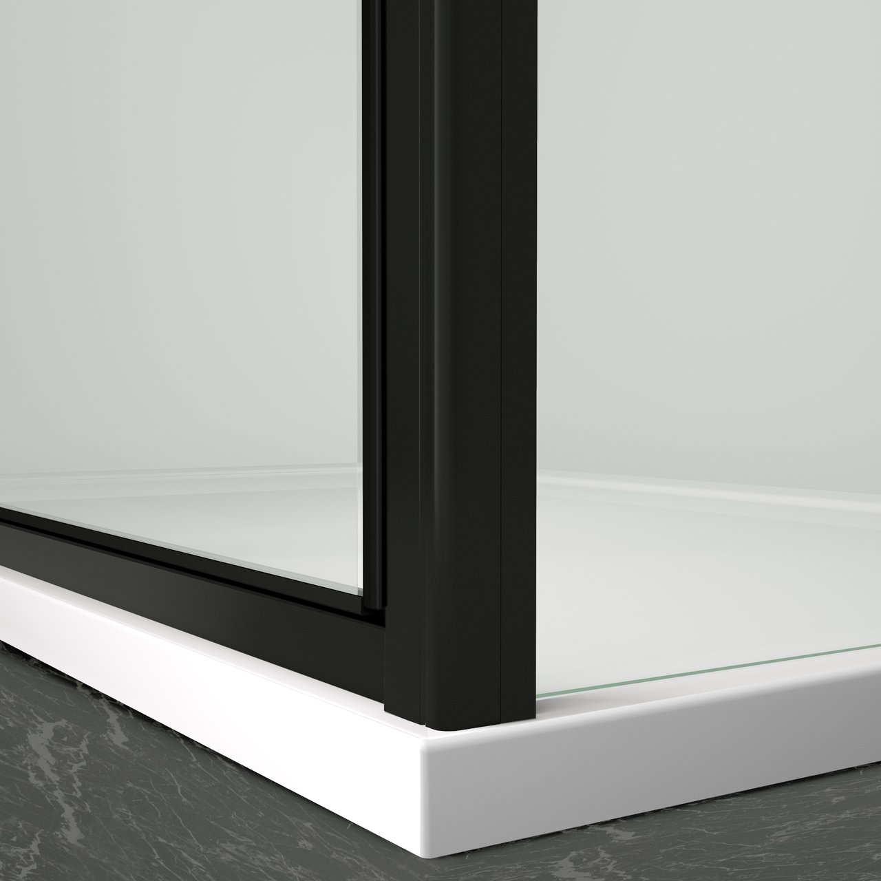 Luca Varess Morano douchecabine met schuifdeur en vaste zijwand 140 x 70 cm helder glas mat zwart profiel