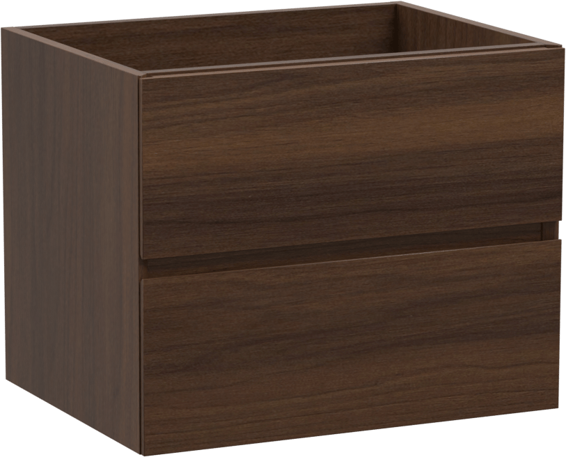 Storke Edge hängender Waschbeckenunterschrank: 60 x 46 cm, Nussbaum, 2 Schubladen