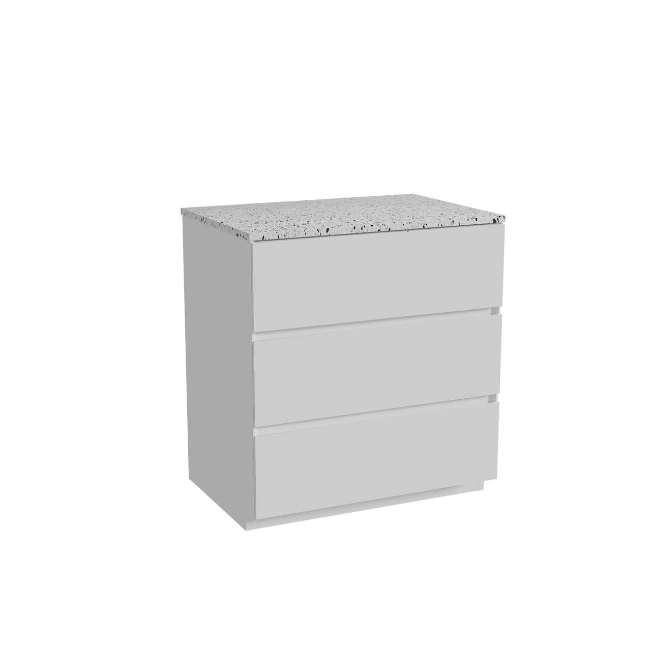 Storke Edge staand badmeubel 75 x 52 cm hoogglans wit met Tavola enkel wastafelblad in mat wit/zwart terrazzo