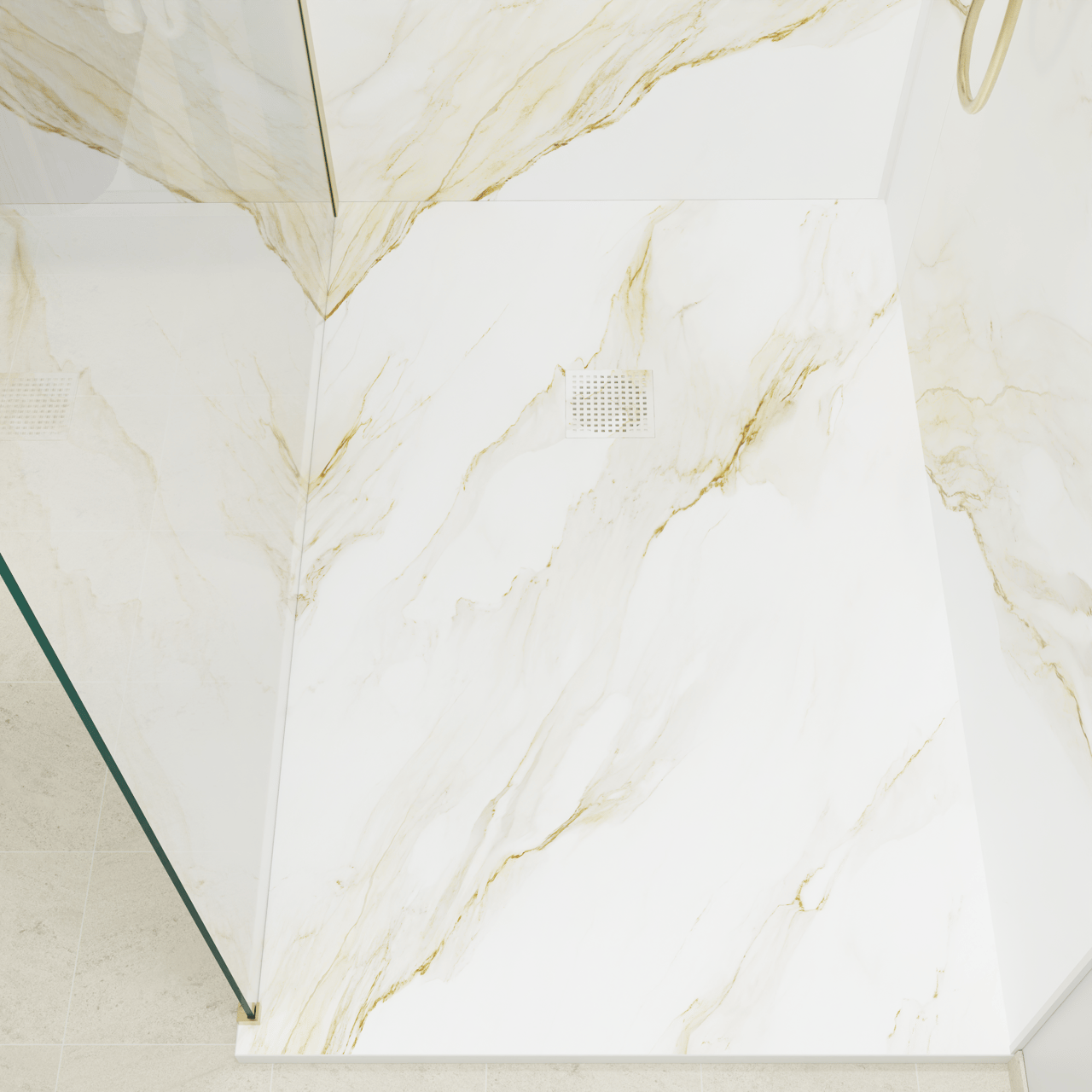 Luca Varess Suite receveur de douche 140 x 90 cm marbre composite Marble Gold 